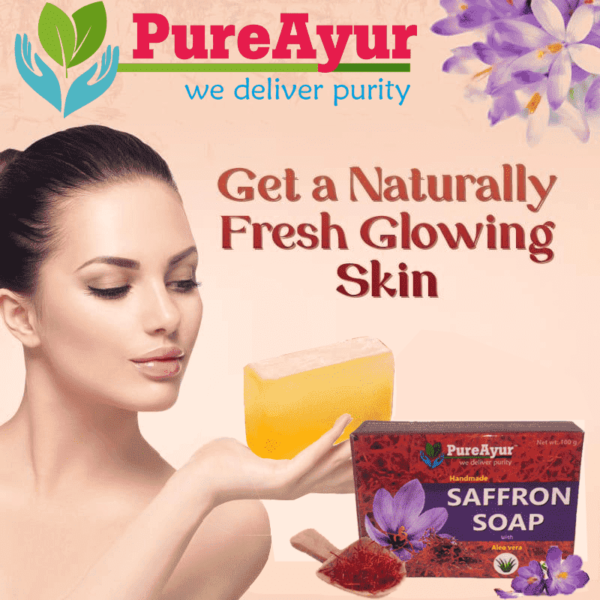 PureAyur's Saffron Soap, Anti Oxidant (Anti Ageing) with Aloe Vera